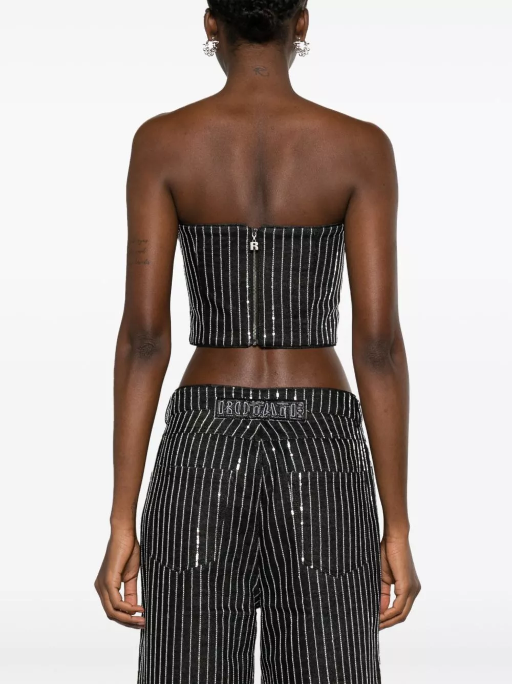 Affordable ROTATE BIRGER CHRISTENSEN sequinned striped crop top Women 0113